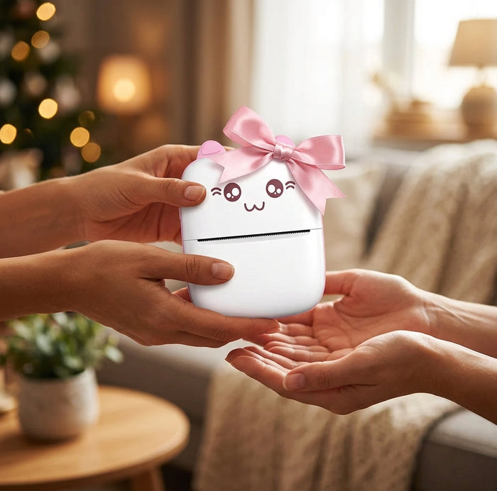 PrintyCat entregada como regalo con moño