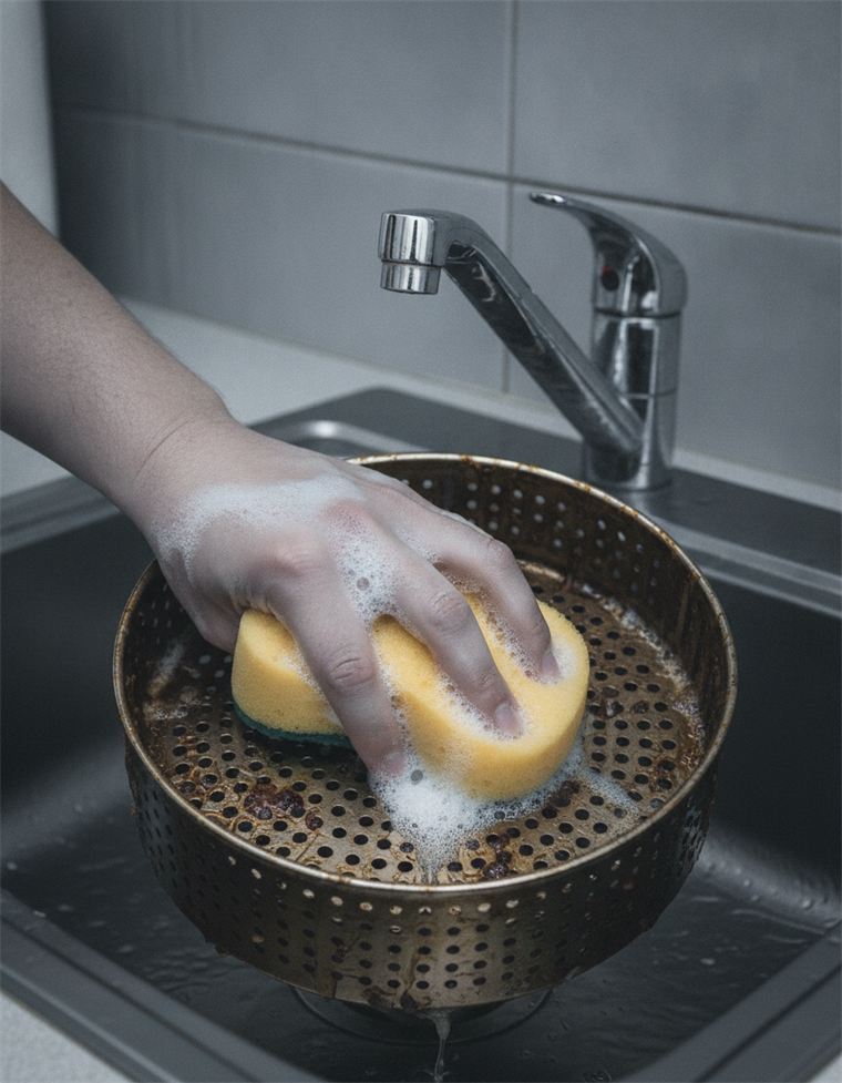 Antes: tallando la canasta metálica de la air fryer